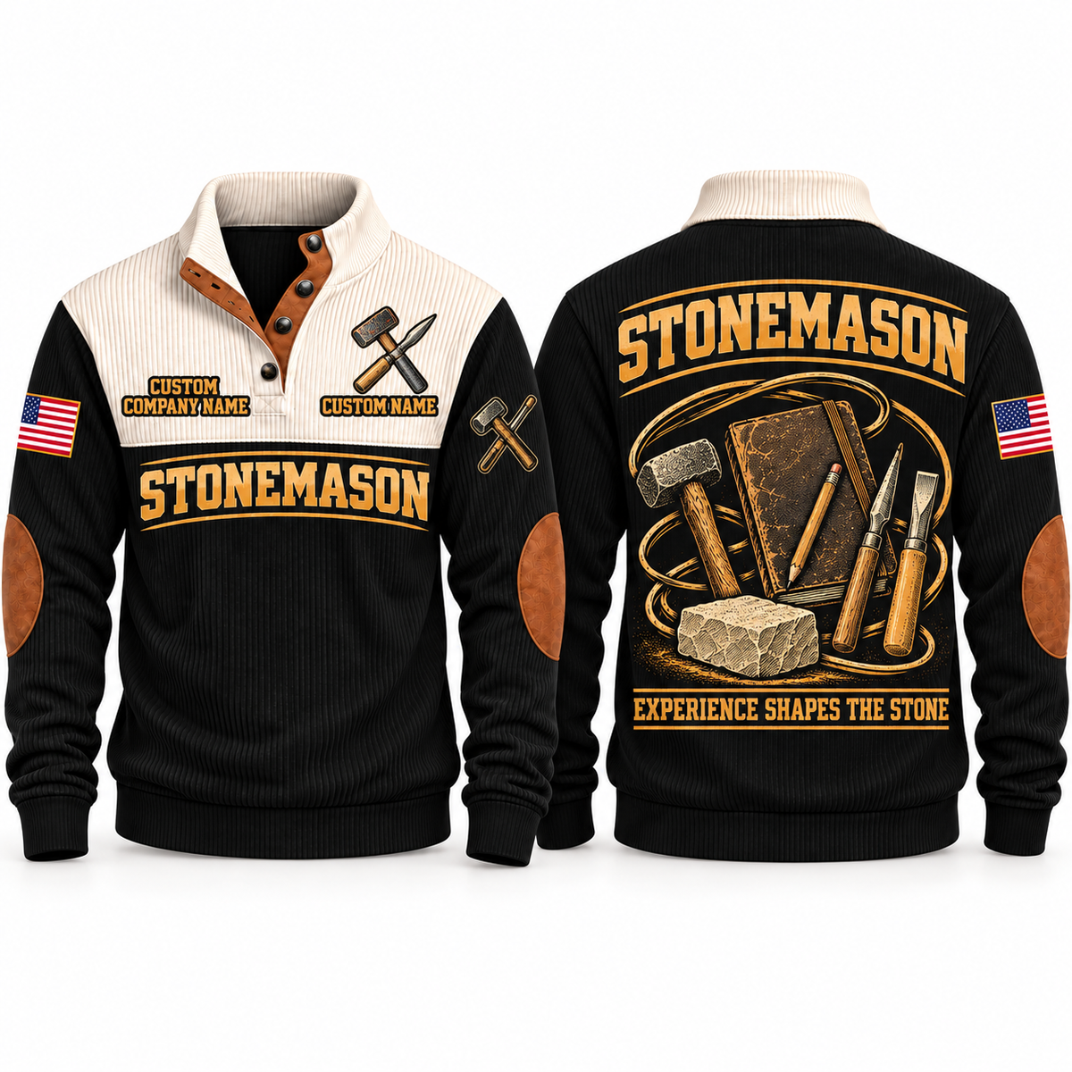 Stonemason Knowledge Carried Forward Sports Sweatshirt Black front and back