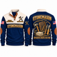 Stonemason Knowledge Carried Forward Sports Sweatshirt Navy front and back