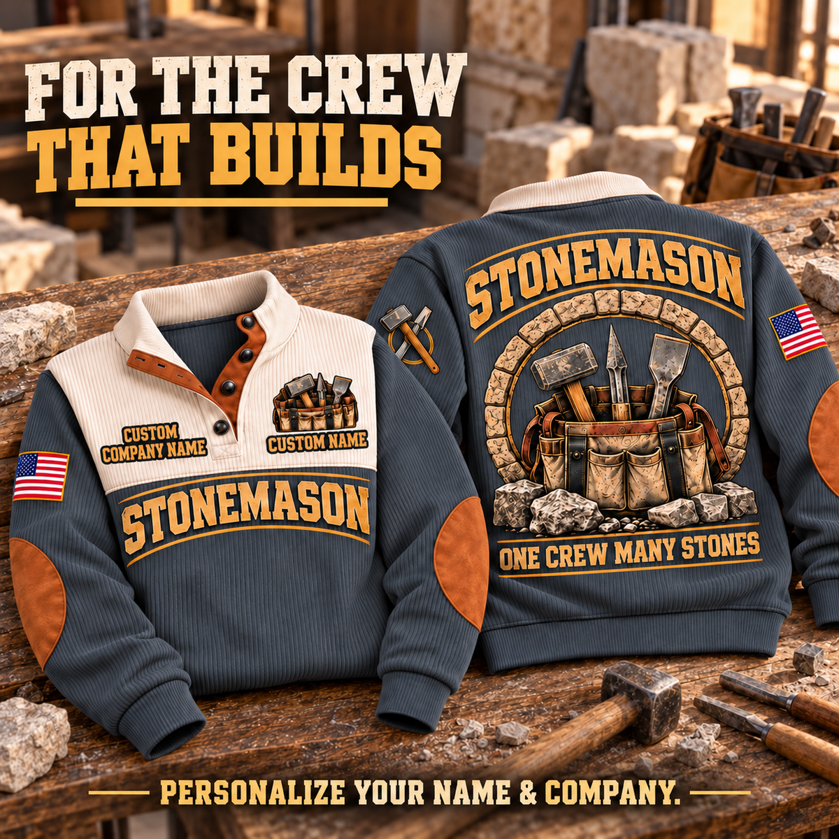 Stonemason Masonry Crew Sports Sweatshirt Grey listing hero
