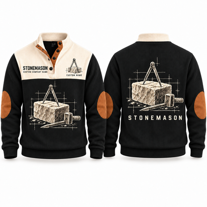 Stonemason Measured Craft Sports Sweatshirt Black front and back