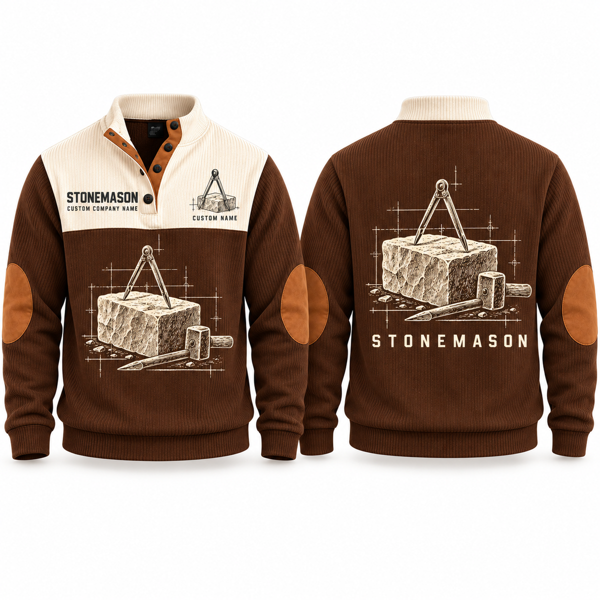 Stonemason Measured Craft Sports Sweatshirt Brown front and back