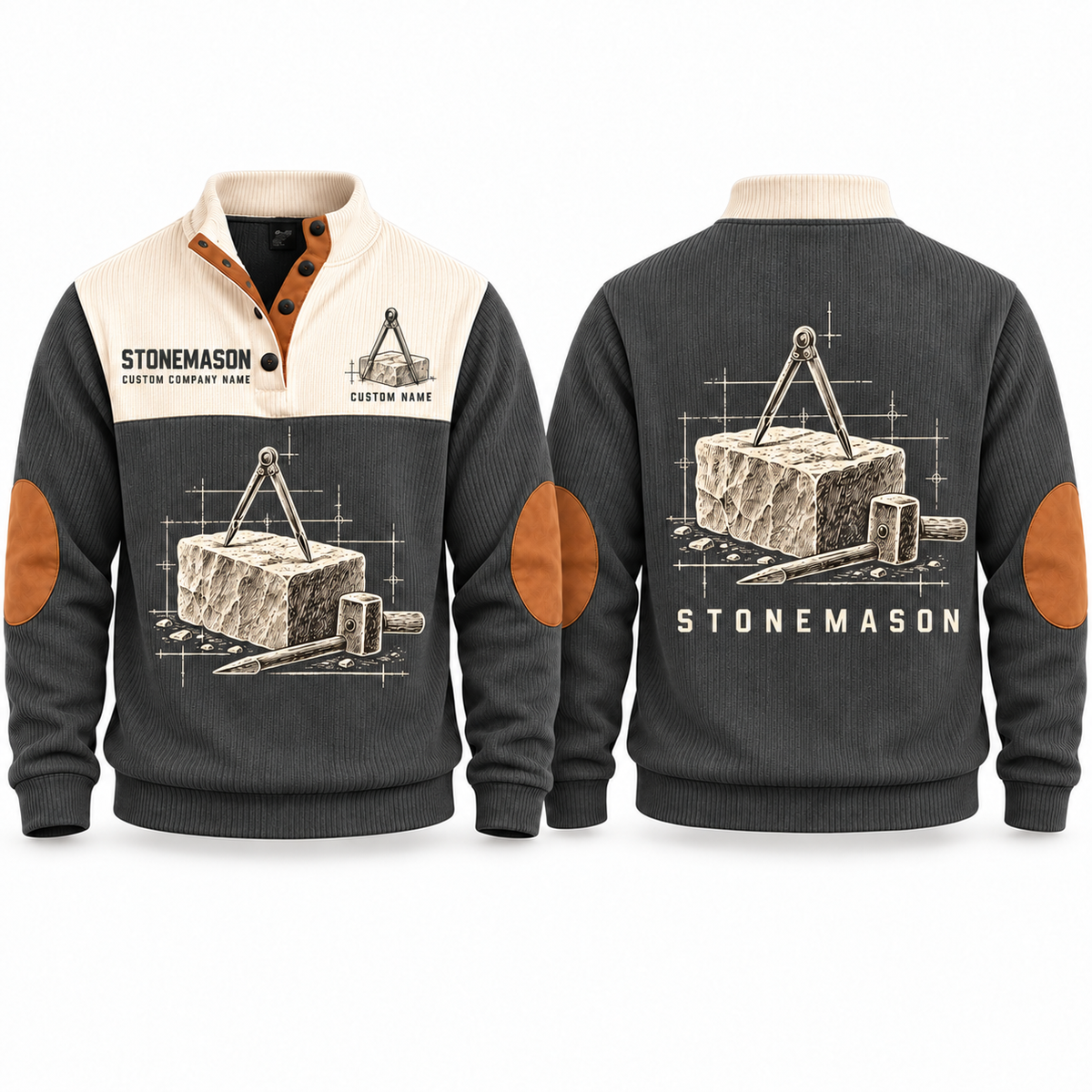 Stonemason Measured Craft Sports Sweatshirt Grey front and back