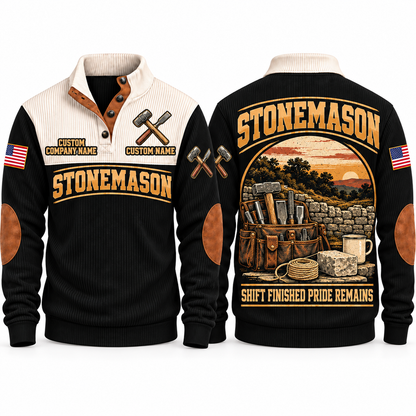 Stonemason Shift Finished Sports Sweatshirt Black front and back