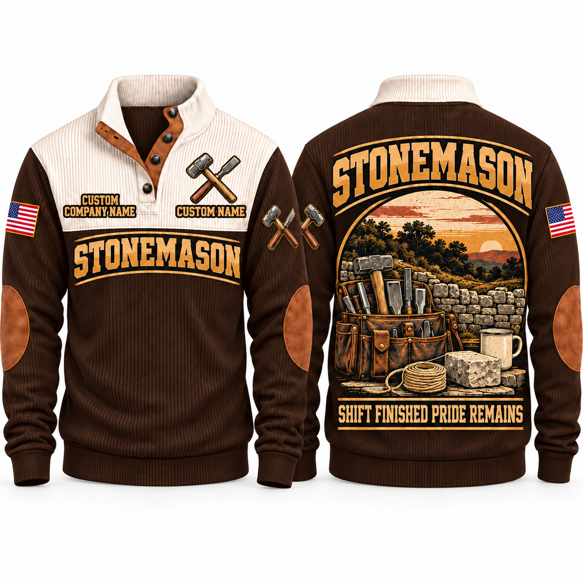 Stonemason Shift Finished Sports Sweatshirt Brown front and back