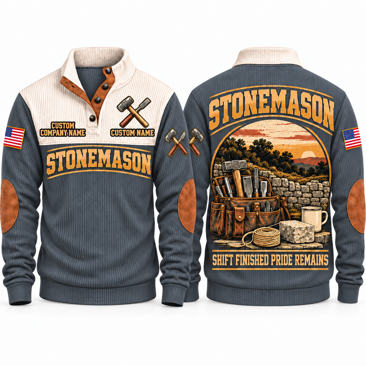 Stonemason Shift Finished Sports Sweatshirt Grey front and back