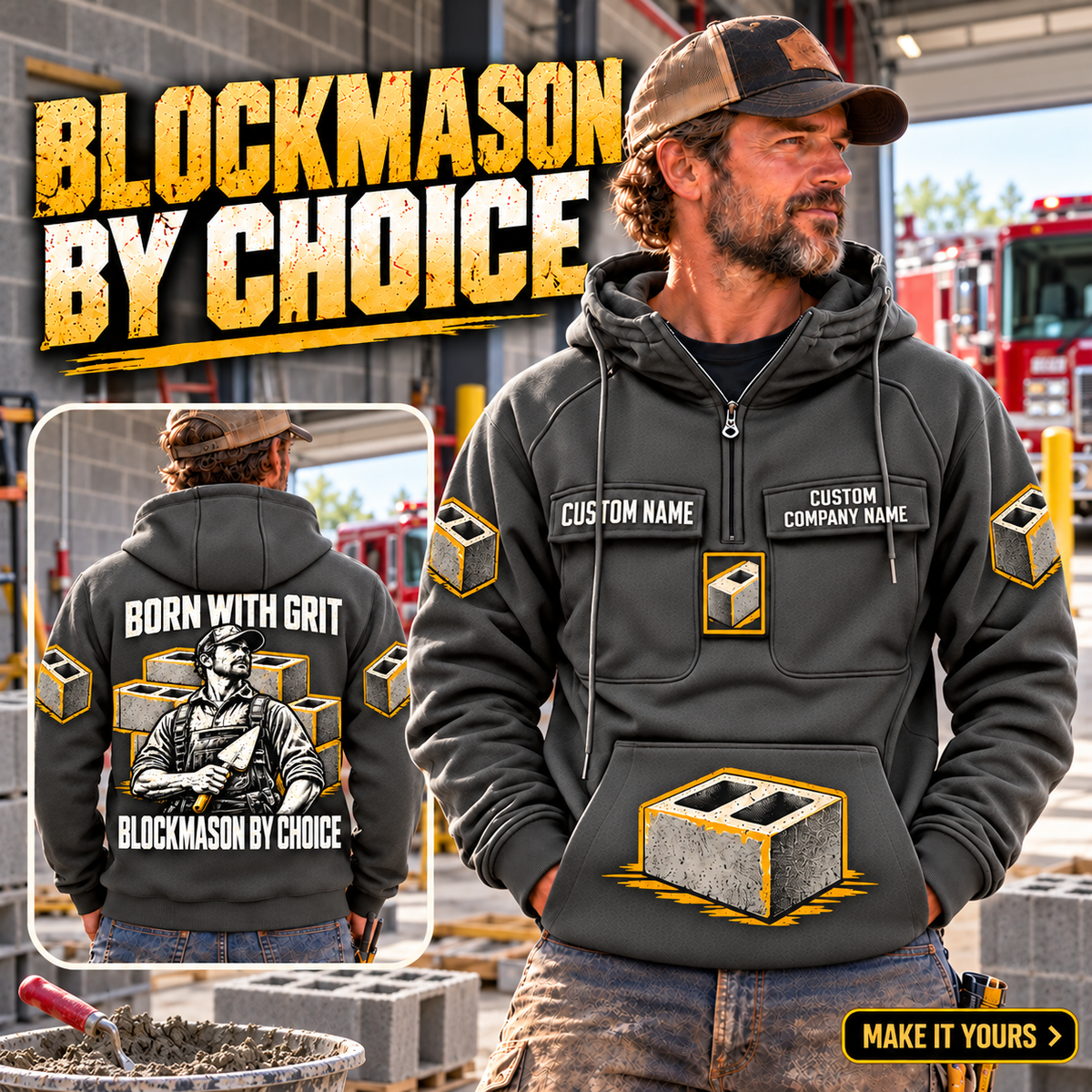 Blockmason By Choice Vintage Hoodie Dark Gray listing hero