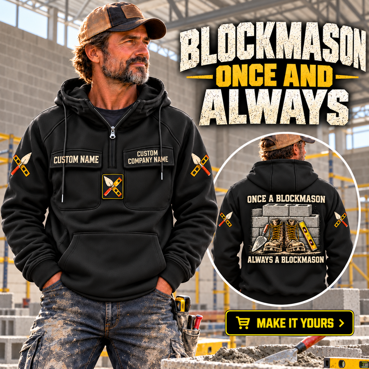 Blockmason Once and Always Vintage Hoodie Black listing hero
