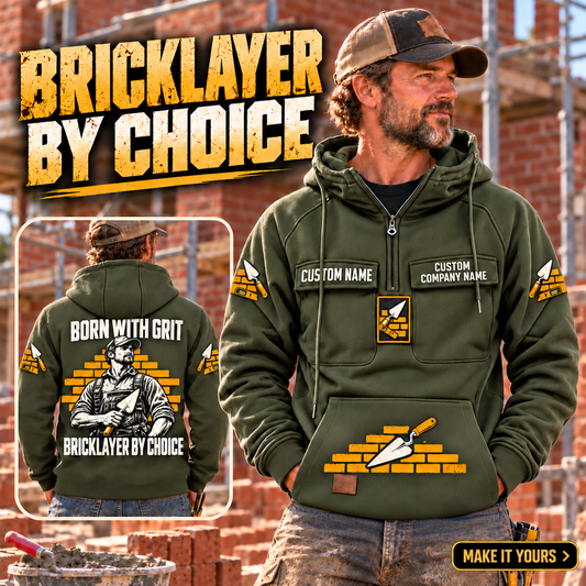 Bricklayer By Choice Vintage Hoodie Military Green listing hero