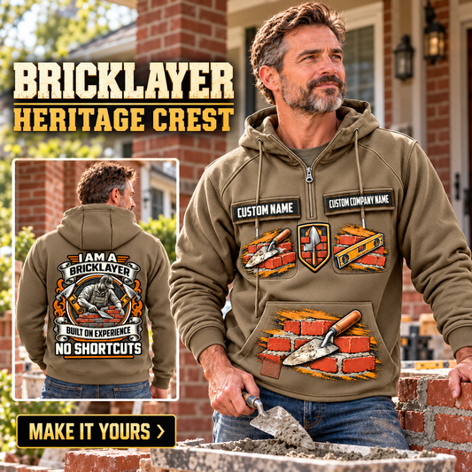 Bricklayer Heritage Crest Vintage Hoodie Kaki listing hero