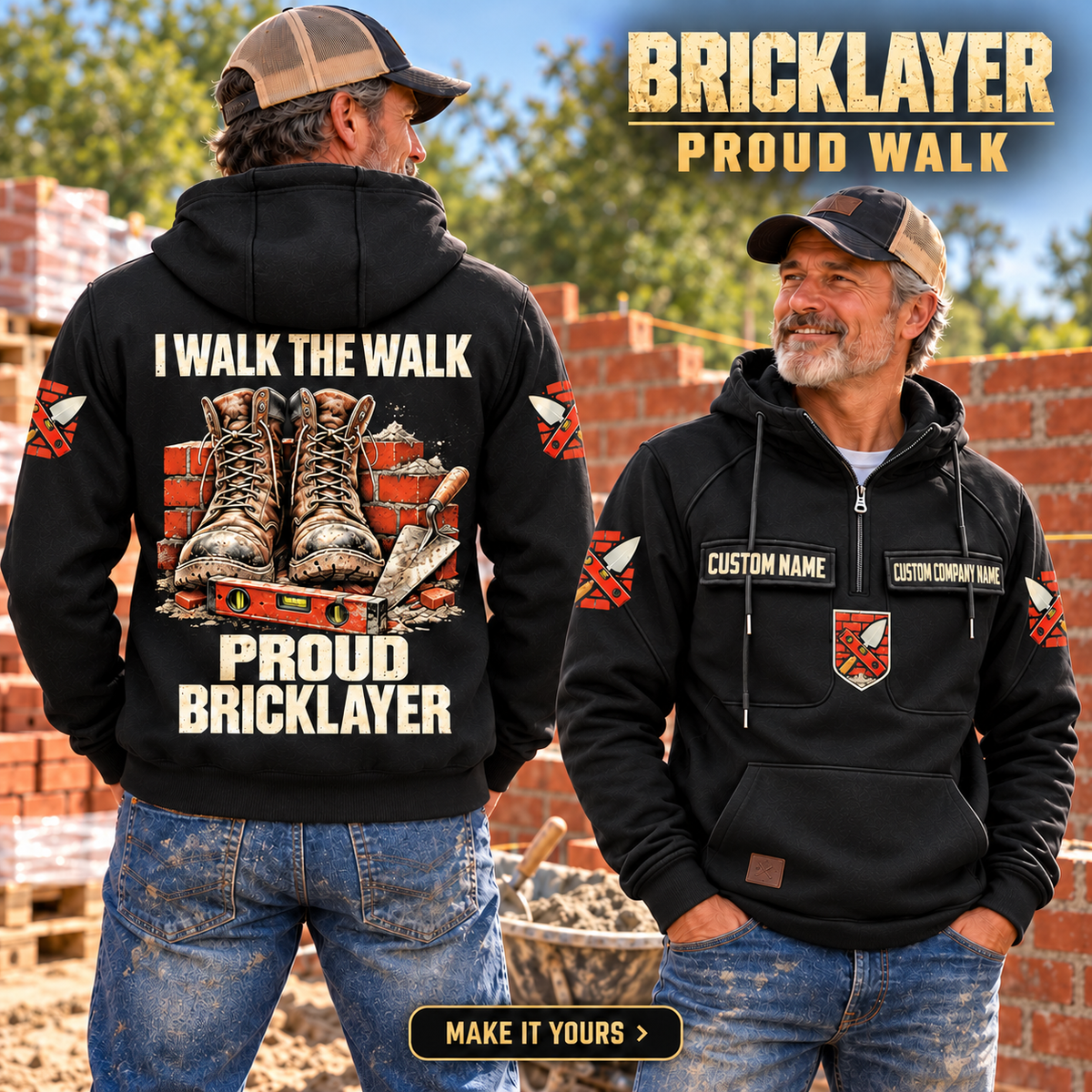 Bricklayer Proud Walk Vintage Hoodie Black listing hero