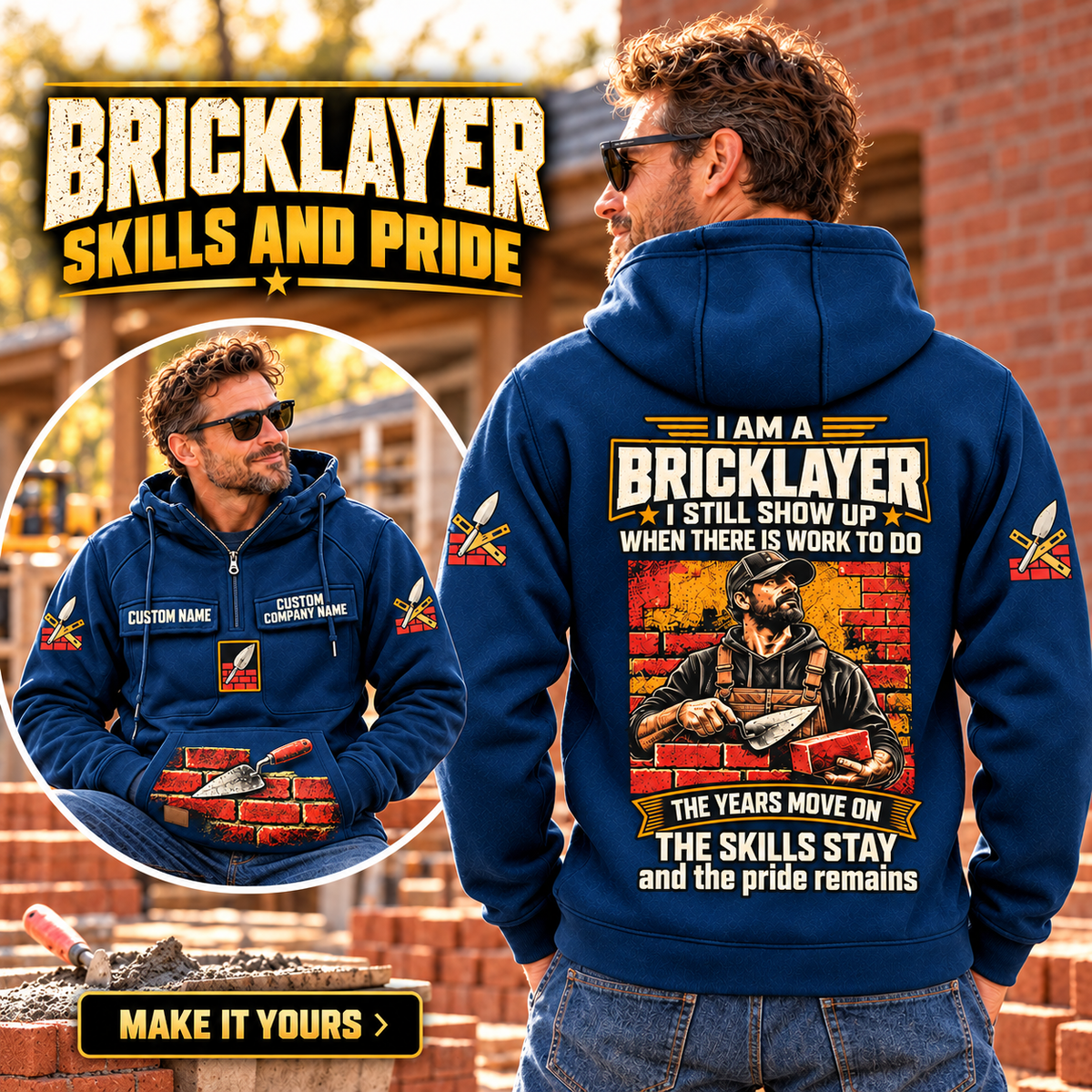 Bricklayer Skills and Pride Vintage Hoodie Dark Blue listing hero