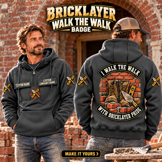 Bricklayer Walk the Walk Badge Vintage Hoodie Dark Gray listing hero