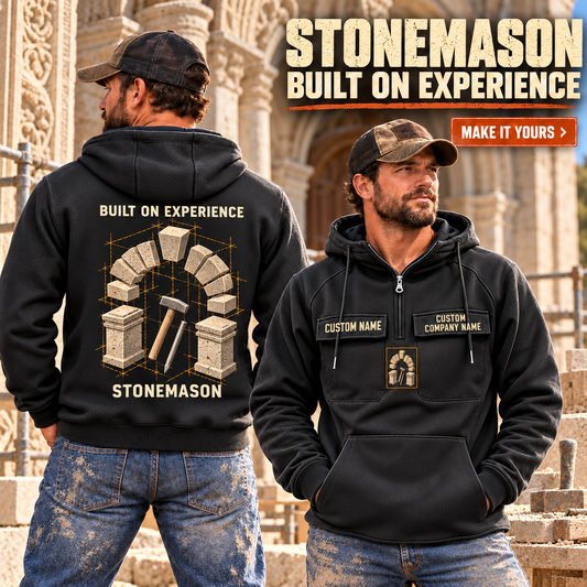 Stonemason Built on Experience Vintage Hoodie Black listing hero