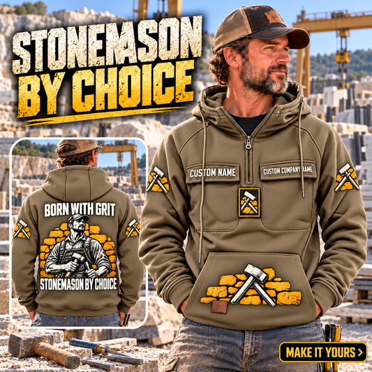 Stonemason By Choice Vintage Hoodie Kaki listing hero
