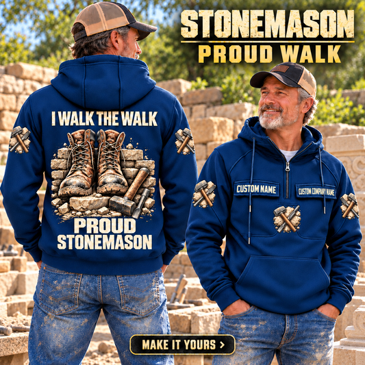 Stonemason Proud Walk Vintage Hoodie Dark Blue listing hero