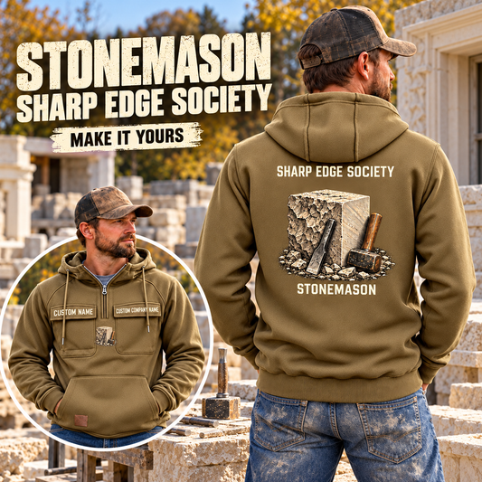 Stonemason Sharp Edge Society Vintage Hoodie Khaki listing hero