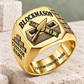 Personalized blockmason Heritage Trowel signet ring in gold, Custom Name and Custom Company Name