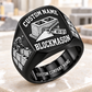 Personalized Blockmason Bold Lettering signet ring in black, Custom Name and Custom Company Name