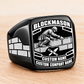 Personalized blockmason Black Face Badge signet ring in black, Custom Name and Custom Company Name