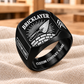 Personalized bricklayer Sunburst Legacy signet ring in black, Custom Name and Custom Company Name