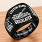 Personalized Bricklayer Bold Lettering signet ring in black, Custom Name and Custom Company Name