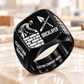 Personalized Bricklayer Split Emblem signet ring in black, Custom Name and Custom Company Name