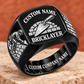 Personalized Bricklayer Heritage Emblem signet ring in black, Custom Name and Custom Company Name