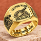 Personalized Bricklayer Heritage Emblem signet ring in gold, Custom Name and Custom Company Name