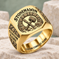 Personalized stonemason Heritage Chisel signet ring in gold, Custom Name and Custom Company Name