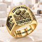 Personalized Stonemason Bold Lettering signet ring in gold, Custom Name and Custom Company Name