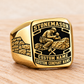 Personalized stonemason Black Face Badge signet ring in gold, Custom Name and Custom Company Name