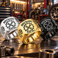 Mechanic Classic Emblem personalized ring in Silver, Gold and Black with CUSTOM NAME and SINCE 2000 on a mechanic-themed background