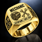 Mechanic Twin Icons ring in Gold, showing CUSTOM NAME and SINCE 2000