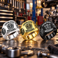 Mechanic Bold Lettering personalized ring in Silver, Gold and Black with CUSTOM NAME and SINCE 2000 on a mechanic-themed background