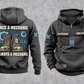 Mechanic Once and Always Vintage Hoodie in Dark Gray, complete front and back views with boot, gear and socket-rail artwork, sample chest text CUSTOM NAME and SINCE 2000.