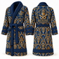 Personalized Mechanic Bathrobe - Art Deco Craft blue front and back view
