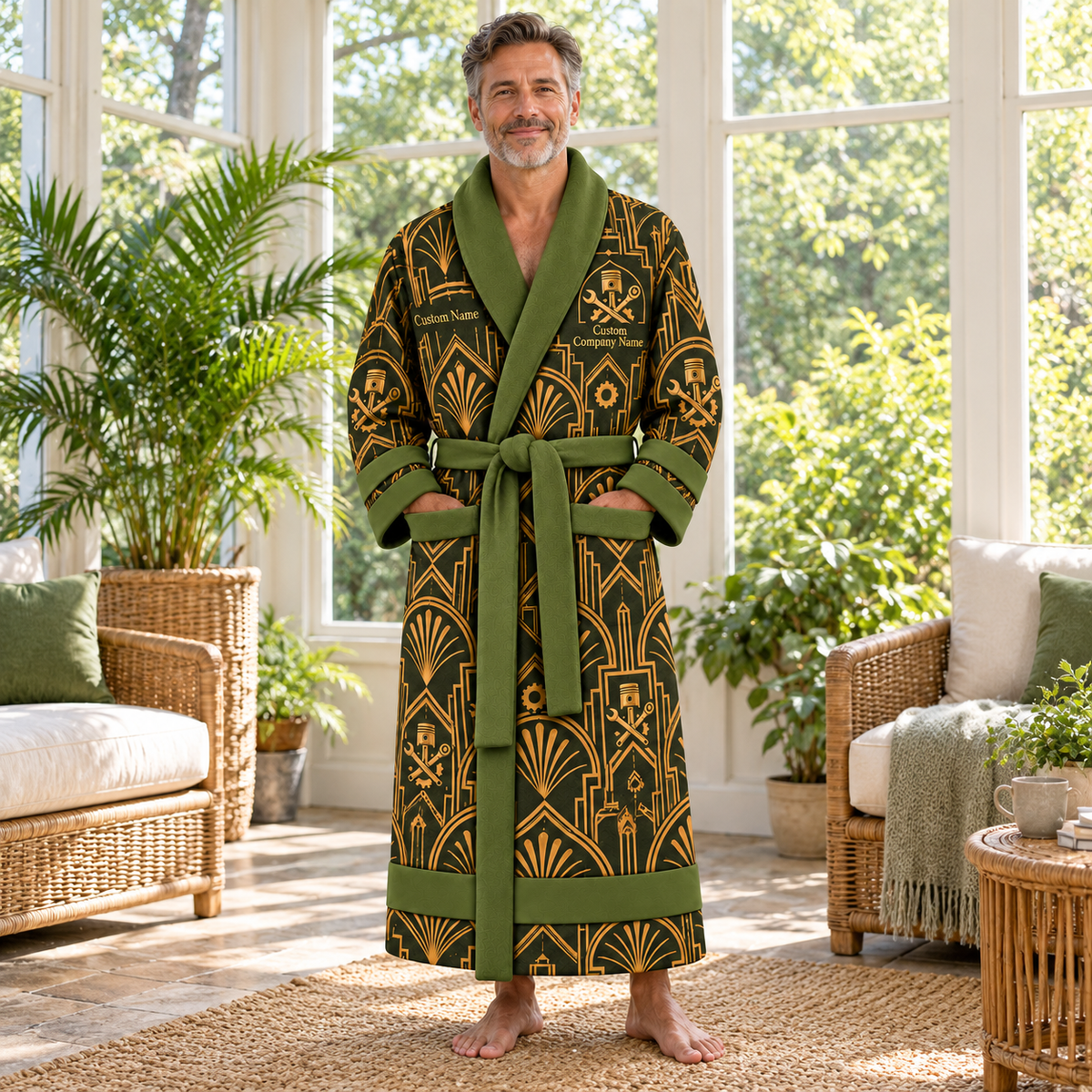Personalized Mechanic Bathrobe - Art Deco Craft lifestyle view