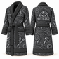Personalized Mechanic Bathrobe - Contour Lines slate front and back view