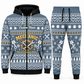 mechanic blue-gray Winter Snowflake full-zip hoodie and jogger combo with Custom Name and Custom Company Name