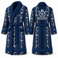 Personalized Mechanic Bathrobe - Workbench Stripes blue front and back view