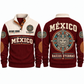 Raíces Eternas personalized Mexican Pride sports sweatshirt in Jujube Red, front and back design