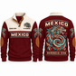Herencia Viva personalized Mexican Pride sports sweatshirt in Jujube Red, front and back design