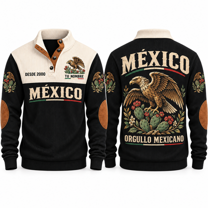 Orgullo Mexicano personalized Mexican Pride sports sweatshirt in Black, front and back design