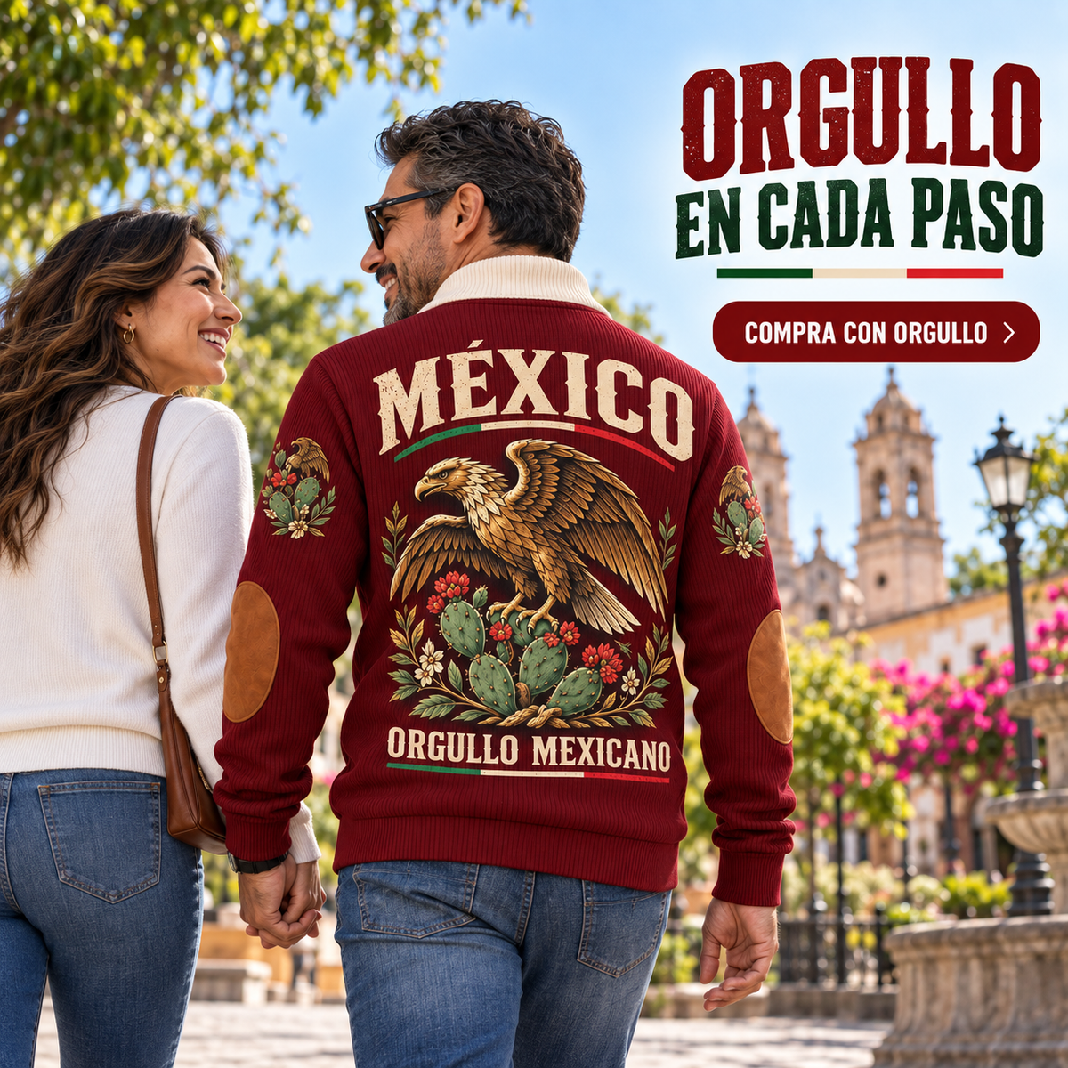 Orgullo Mexicano | Mexican Pride Personalized Sports Sweatshirt lifestyle mockup in Jujube Red