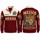 Fuerza de Mi Tierra personalized Mexican Pride sports sweatshirt in Jujube Red, front and back design