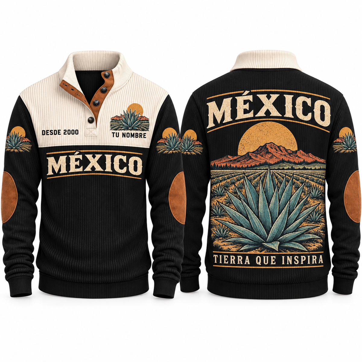 Tierra que Inspira personalized Mexican Pride sports sweatshirt in Black, front and back design
