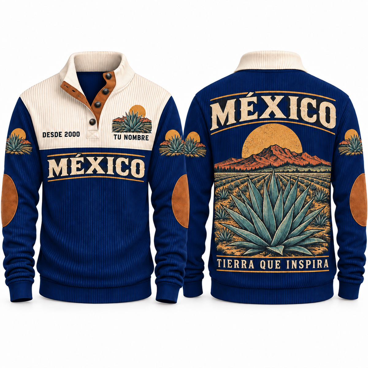 Tierra que Inspira personalized Mexican Pride sports sweatshirt in Navy, front and back design