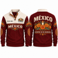 Siempre en Mi Memoria personalized Mexican Pride sports sweatshirt in Jujube Red, front and back design