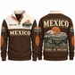 Tierra de Volcanes personalized Mexican Pride sports sweatshirt in Brown, front and back design