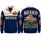 Tierra de Volcanes personalized Mexican Pride sports sweatshirt in Navy, front and back design